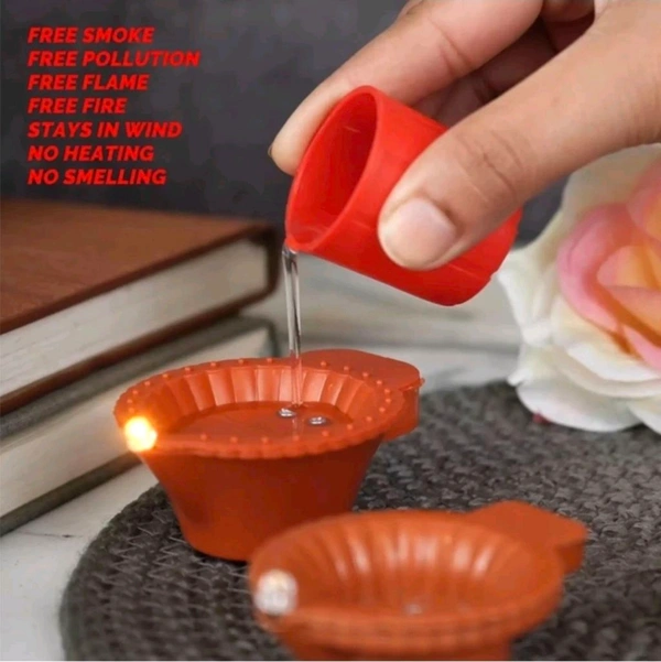 Water Sensor Reusable Led Diyas for Home Decor,Festivals Decoration Diwali Light Plastic Table Diya (Height: 1.5 inch) - Pack Of 24
