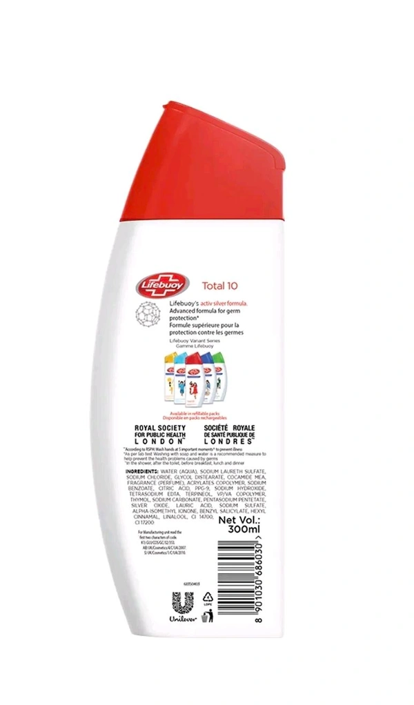 Lifebuoy Total 10 Anti-Baceterial Body Wash with Activ Silver Formula -300 ml