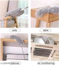 Microfiber Feather Duster Extendable Duster with 100 inches Extra Long Pole, Bendable Head & Long Handle Dusters for Aing Ceiling Fan, High Ceiling, Blinds, Furniture & Cars Gray