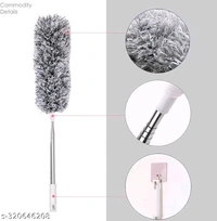 Microfiber Feather Duster Extendable Duster with 100 inches Extra Long Pole, Bendable Head & Long Handle Dusters for Aing Ceiling Fan, High Ceiling, Blinds, Furniture & Cars Gray