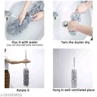 Microfiber Feather Duster Extendable Duster with 100 inches Extra Long Pole, Bendable Head & Long Handle Dusters for Aing Ceiling Fan, High Ceiling, Blinds, Furniture & Cars Gray