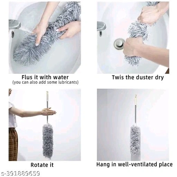 Microfiber Feather Duster Extendable Duster with 100 inches Extra Long Pole, Bendable Head & Long Handle Dusters for Aing Ceiling Fan, High Ceiling, Blinds, Furniture & Cars Gray
