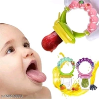 Baby Fruit Feeder Pacifier.Rattler (1 Pcs) with 1 PCS Silicone Food Dispensing Spoon 90ML and 1 pcs Fruit Teether 1pcs Finger Brush 1 pcs Baby bib 1 pcs Steel Bottle 240 ML (MULTICOLOUR)
