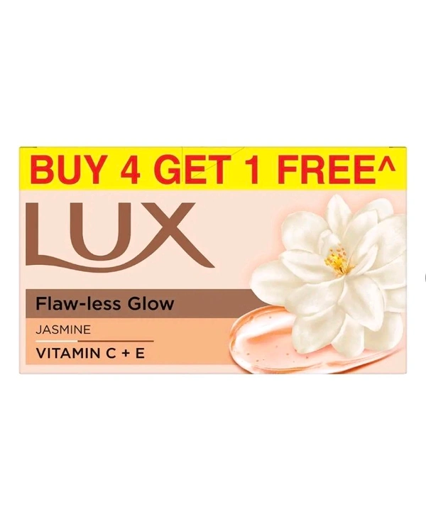 LUX Flaw-Less Glow Jasmine Soap with Vitamin C & E- 150 g Each- Buy 4 Get 1 Free