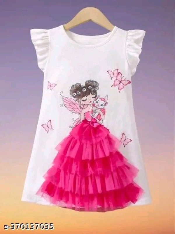 2024 New Design PINK&WHITE GIRLS FROCK DRESS/MIDI DRESS FOR GIRLS/PARTY WEAR DRESS. - 5-6 Years