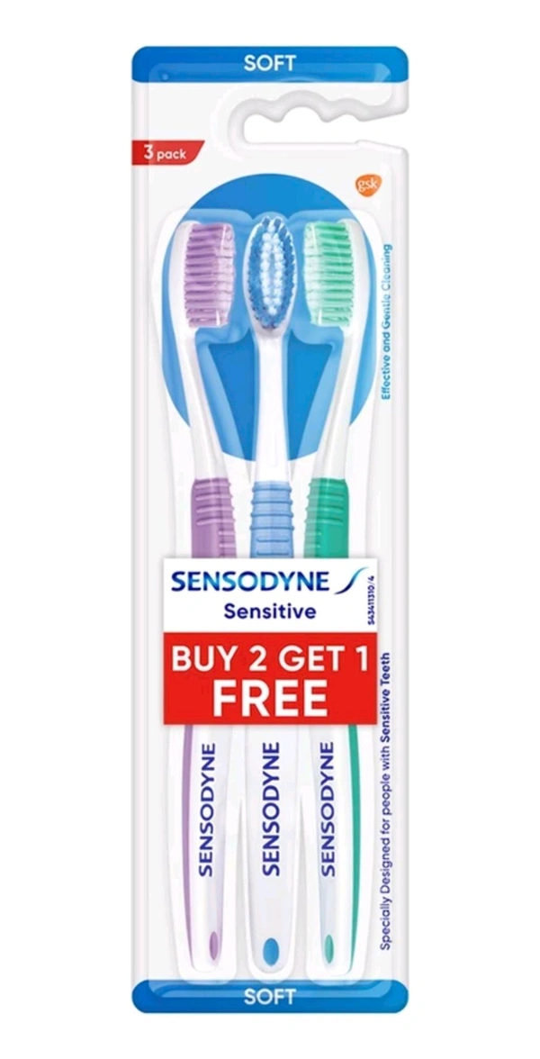 SENSODYNE Sensitive with soft rounded bristles Soft Toothbrush - Pack Of 3