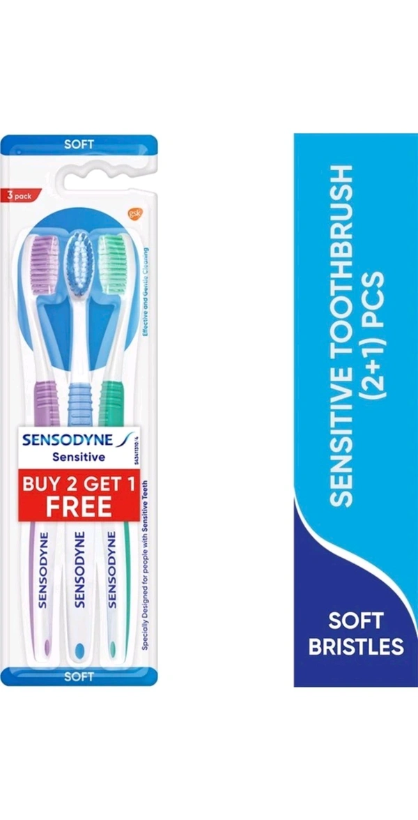 SENSODYNE Sensitive with soft rounded bristles Soft Toothbrush - Pack Of 3