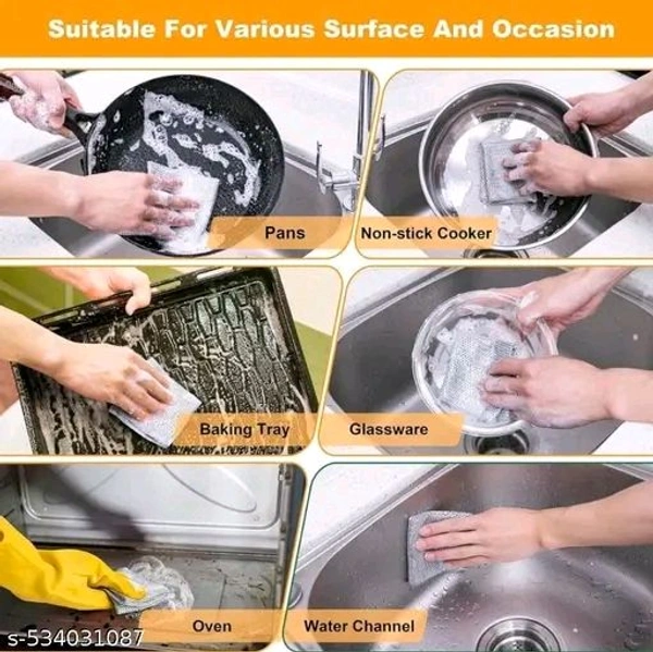 Non Scratch Dish Wash Cloth- Go Multipurpose Wire & Microfiber Dishwashing Rags for Wet and Dry, Easy Rinsing, Reuse Cleaning Cloth for Kitchen, Sinks, Pot & Pans. - Pack Of 15