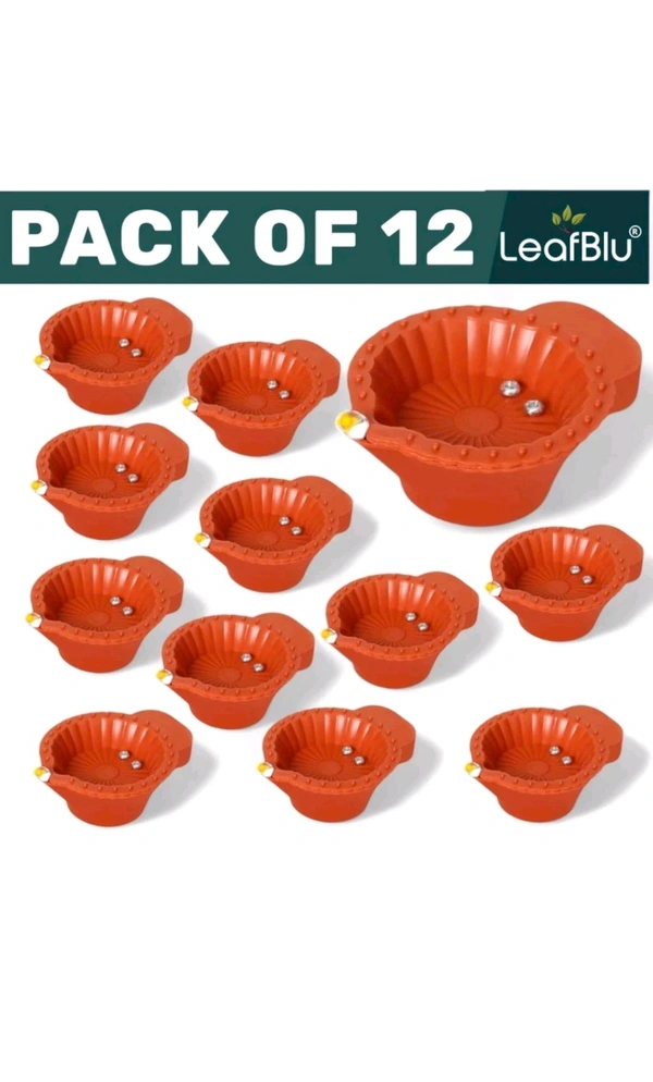 Water Sensor Reusable Led Diyas for Home Decor,Festivals Decoration Diwali Light Plastic Table Diya (Height: 1.5 inch) - Pack Of 12
