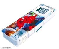 Magnetic Pencil Box/Geometry Box with calculator With dual Sharpener Printed Case of Spider-Man - Free Size