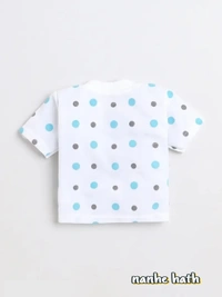 Stylish Cotton Blend Blue Printed T-Shirt With Shorts For Kids - 0-3 Months