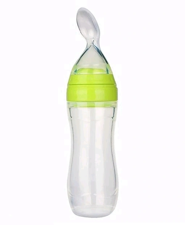 90ML Silicone Spoon Feeding Bottle for Infants and Toddlers - Safe and Easy to Use - Green