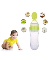 90ML Silicone Spoon Feeding Bottle for Infants and Toddlers - Safe and Easy to Use - Green