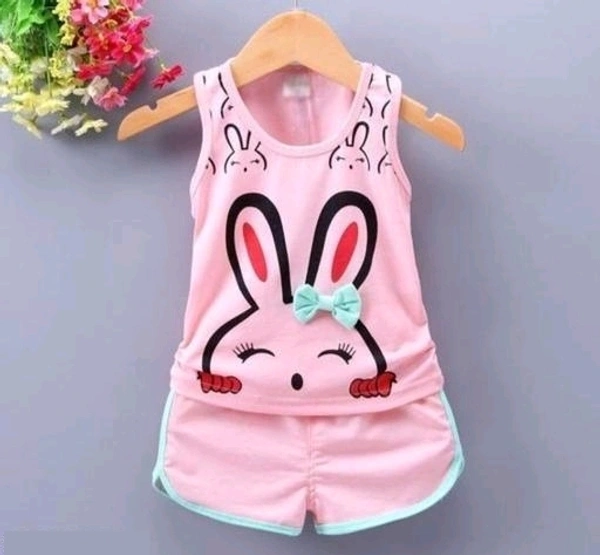 Mickey Print Tee and Capri Pants Ensemble for Children (Lime Green Tee with Capri Pants in Lime Green, Bubblegum Pink Tee with Matching Bubblegum Pink Capri Pants) - 9-12 Months