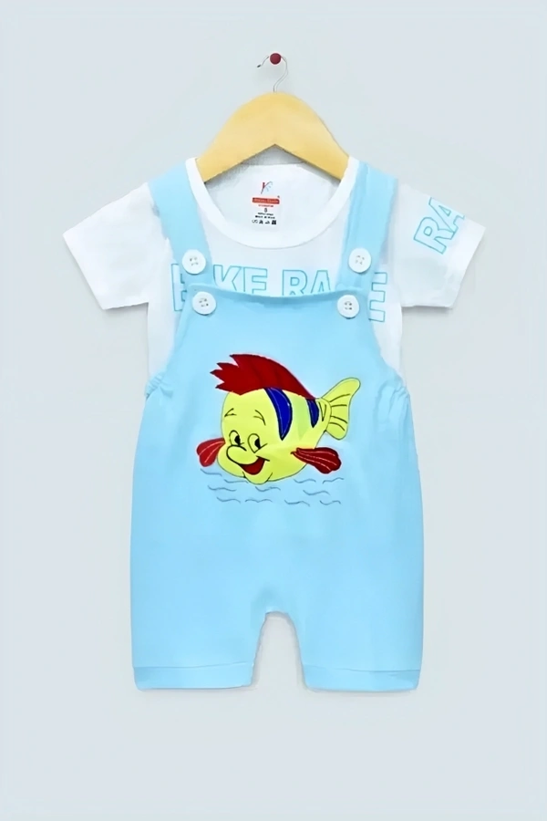 Dungaree with Short Sleeves Inner Tee - 6-12 Months