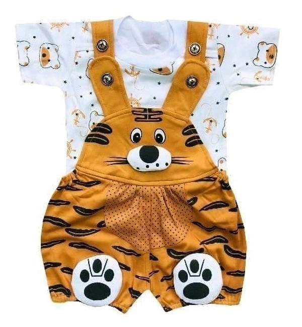 Casual Printed Dungaree Set for Baby Boys & Baby Girls - 9-12 Months