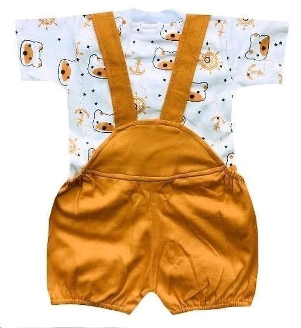 Casual Printed Dungaree Set for Baby Boys & Baby Girls - 9-12 Months