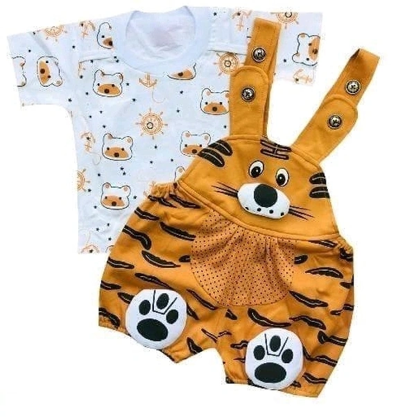 Casual Printed Dungaree Set for Baby Boys & Baby Girls - 9-12 Months