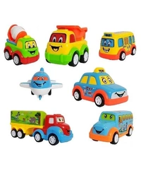 ADKD Friction Powered Pull Back Toy Vehicles Set of 7 - Multicolor