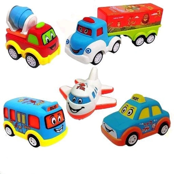 ADKD Friction Powered Pull Back Toy Vehicles Set of 5 - Multicolor