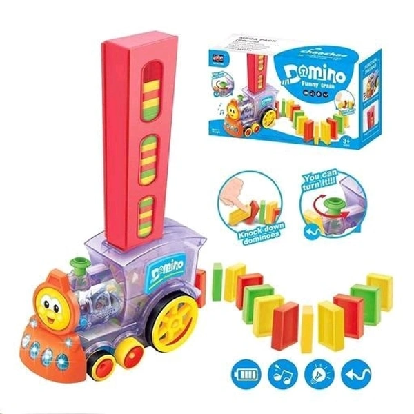 Domino Toy Train Set,60 Pcs Domino Block Set, Domino Rally Train (Multicolor) Building sets