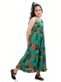 Rayon Overall Print A-Line Maxi Jumpsuit - 3-4 Years