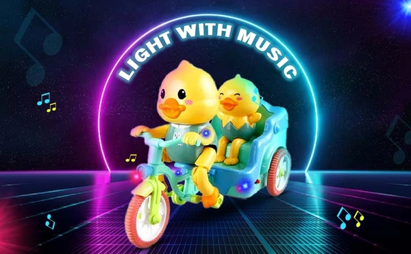 Quirky Quacker Ride - Musical Duck on Tricycle/Rickshaw Toy with Playful Lights