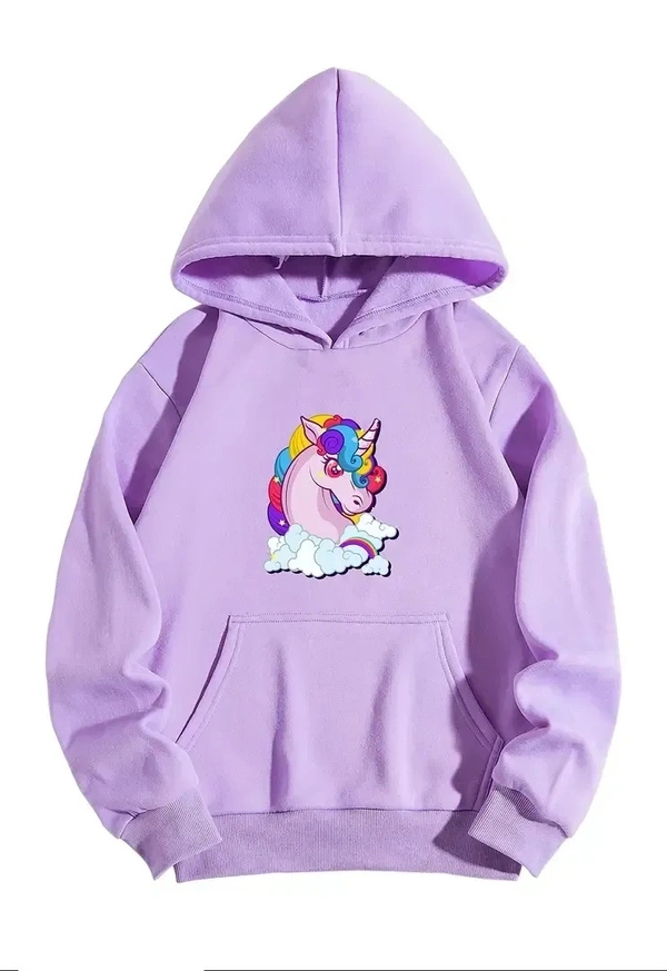 CrazyInk Purple Unicorn Print Stylish Hoodies/Jacket for Girls - 10-11 Years
