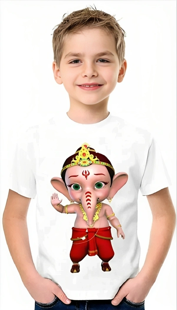 GANESH CHATURTHI PRINTED UNISEX T-SHIRTS FOR KIDS - 9-10 Year, 1