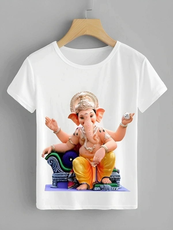 GANESH CHATURTHI PRINTED UNISEX T-SHIRTS FOR KIDS - 3-4 Year