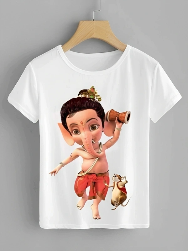 GANESH CHATURTHI PRINTED UNISEX T-SHIRTS FOR KIDS - 4-5 Year