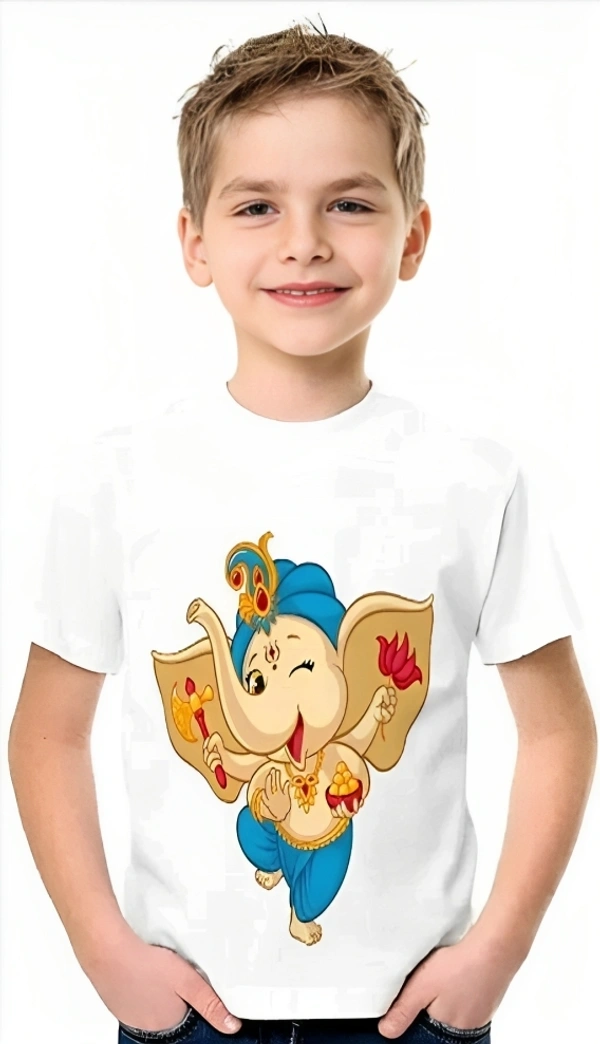 GANESH CHATURTHI PRINTED UNISEX T-SHIRTS FOR KIDS - 6-12 Month