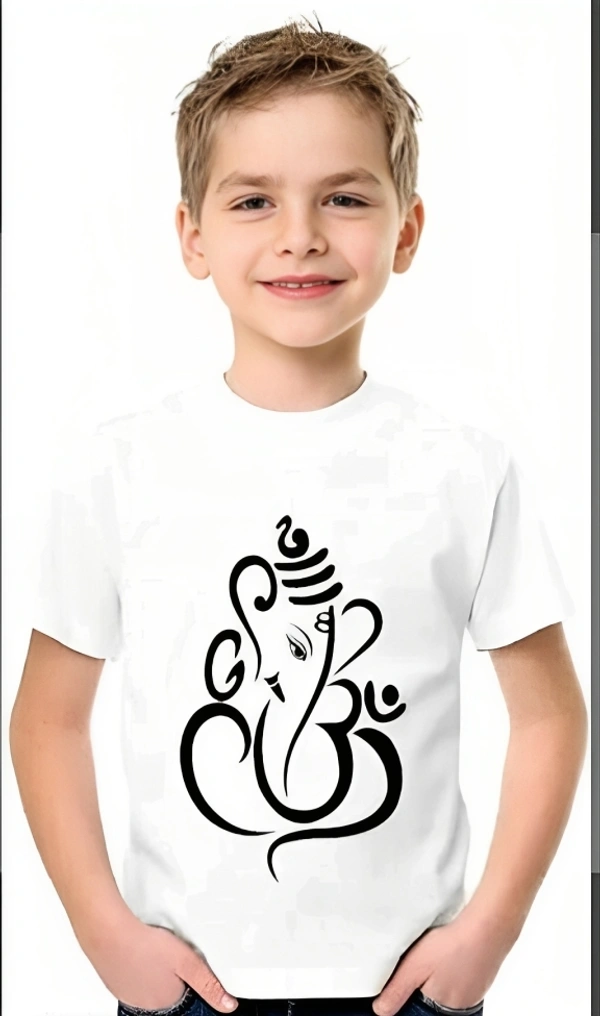 GANESH CHATURTHI PRINTED UNISEX T-SHIRTS FOR KIDS - 6-12 Months