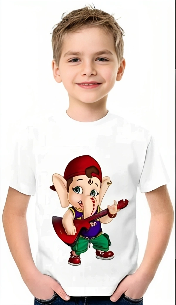 GANESH CHATURTHI PRINTED UNISEX T-SHIRTS FOR KIDS - 10-11 Years