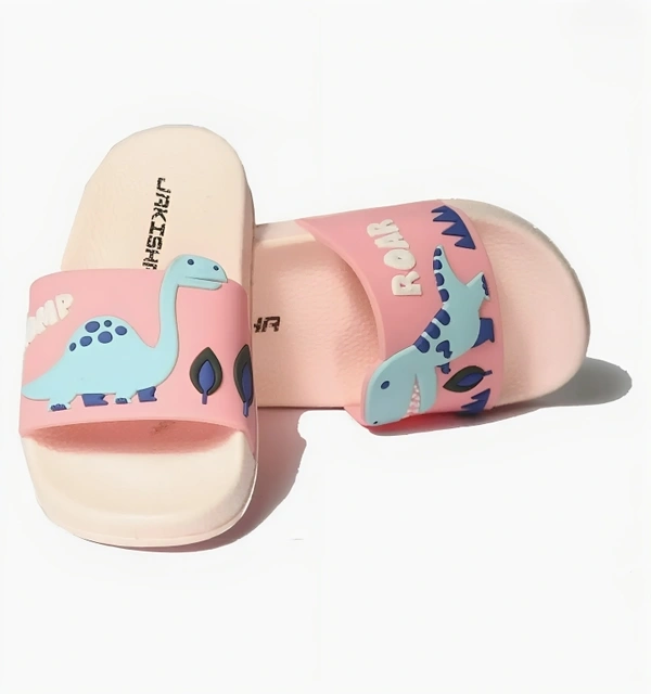 Elegant Pink Plastic Flip Flops for Kids - 6-7 Years