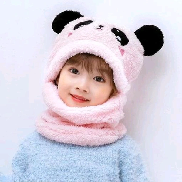 Panda Kids Woolen Cap  - Pink