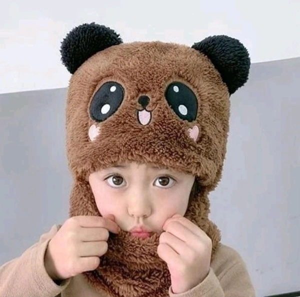Panda Kids Woolen Cap  - Brown