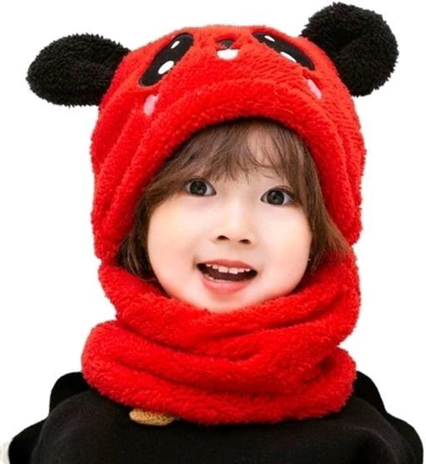 Panda Kids Woolen Cap  - Red
