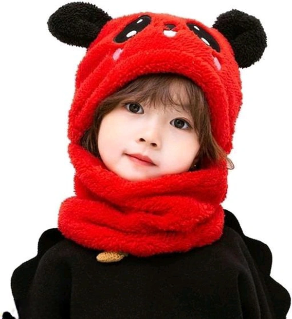 Panda Kids Woolen Cap  - Red