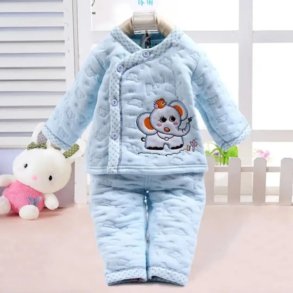 Unisex Newborn Baby Fleece Winter Wear Dress  - 6-9 Month, Periwinkle
