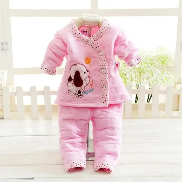 Unisex Newborn Baby Fleece Winter Wear Dress  - 6-9 Month, Blush Pink