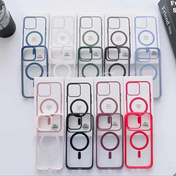 Magsafe Case Magnetic | Wireless Charging Support |Clear Crystal Glass| - Black, Apple, iPhone 14 Plus