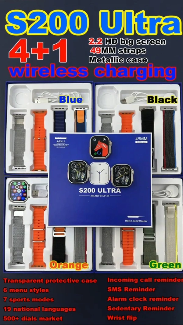 Series 8 Ultra Smartwatch |4 In 1 Combo|Wireless Charging |