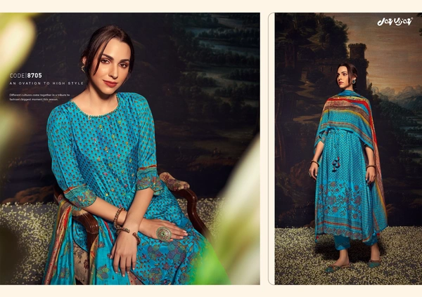 Jai Vijay Silk Digital Print With Hand Work