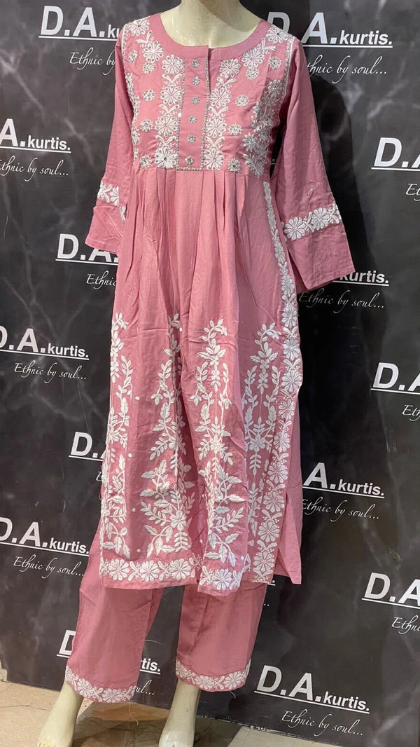 Top And Plazzo Set Fabric Rayon Beautiful Embroidery Top 48 Bottom 40 Fully Elastic