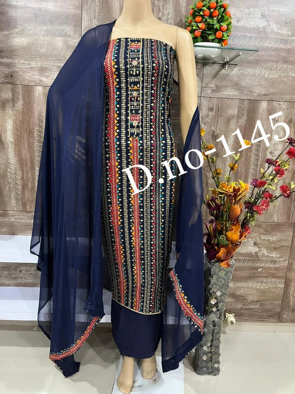 Cotton Print Net Handwork Patch Dupatta Chiffon Bottom Pure Cotton Print