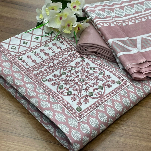Cotton Print Net Handwork Patch Dupatta Cotton Bottom Pure Cotton Print