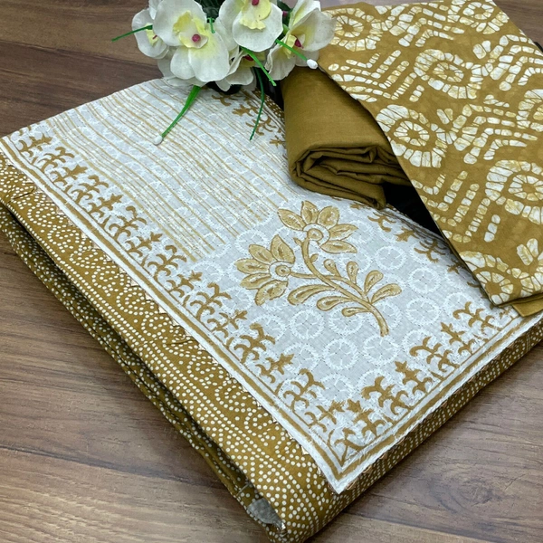 Cotton Print Net Handwork Patch Dupatta Cotton Bottom Pure Cotton Print