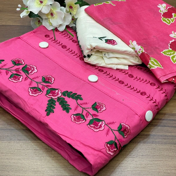 Cotton Print Net Handwork Patch Dupatta Cotton Bottom Pure Cotton Print