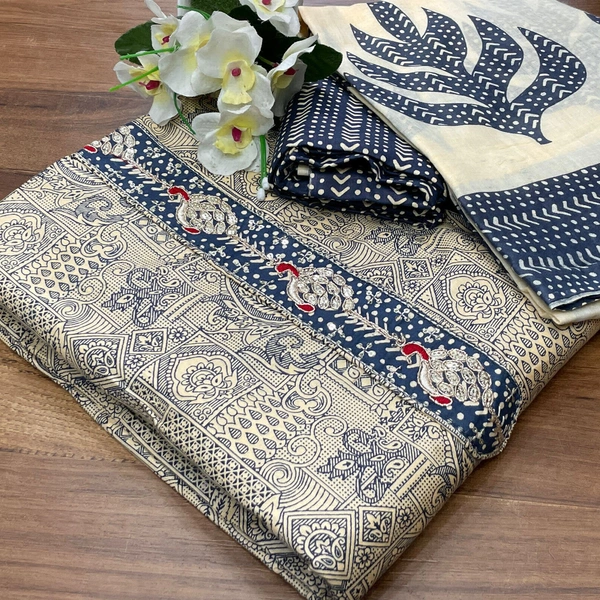 Cotton Print Net Handwork Patch Dupatta Cotton Bottom Pure Cotton Print